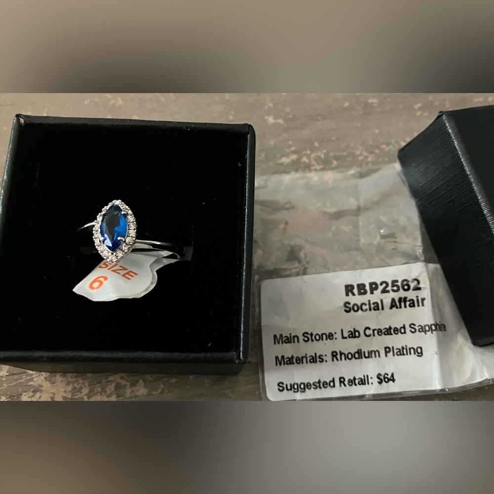 Ring Bomb Size 6 RBP2562 Social Affair Sapphire/Rhodium Plated Ring